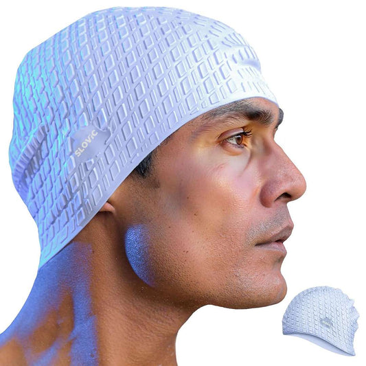LX INDIA HEAD CAPS Slovic Swimming Cap for Men & Women [Blue]