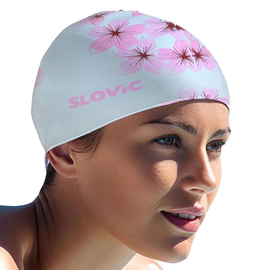 LX INDIA HEAD CAPS Slovic Swimming Cap for Men & Women [Pink Flower] |