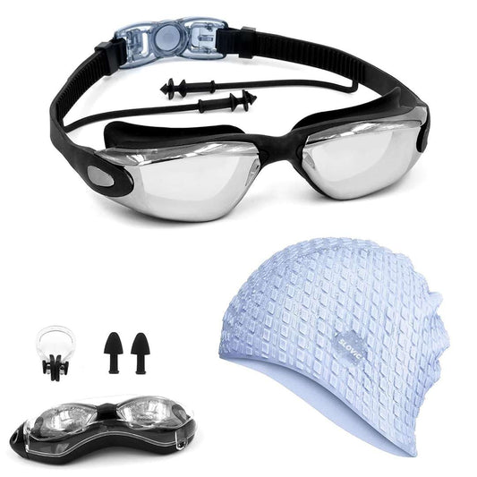 LX INDIA swimming set SLOVIC Swimming Goggles & Cap Combo UV Protected Swimming Goggles for Women with Adjustable Straps