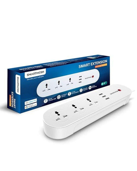 LX INDIA Smart Extension Code SMARTMESH WiFi Smart Power Strip Extension Powered by Jio IoT(3 Sockets  3 USBs  10 A)