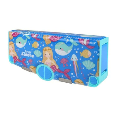 LXINDIA Pencil Box Smily Kiddos Multi Functional Pop Out Pencil Box for Kids Mermaid Theme (Blue)