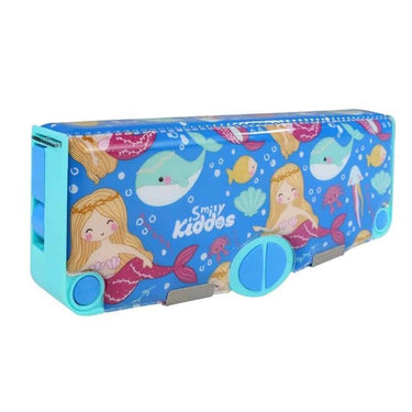 LXINDIA Pencil Box Smily Kiddos Multi Functional Pop Out Pencil Box for Kids Mermaid Theme (Blue)