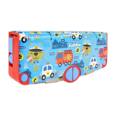 LXINDIA Pencil Box Smily Kiddos Multi Functional Pop Out Pencil Box for Kids Police Theme (Blue)