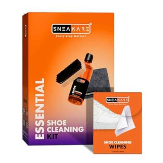 LX INDIA Shoe cleaning set SNEAKARE Essential Shoe Cleaning Kit - 100 ml Shoe Cleaner, 1 Medium Bristle Brush & 1 Mircrofiber Towel I Shoe Wipes (Pack of 6)