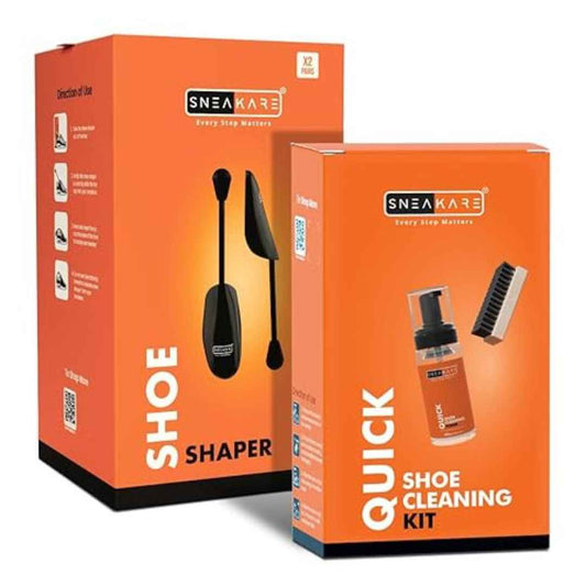 LX INDIA Shoe cleaning set SNEAKARE Quick Shoe Cleaning Kit - 100 ml Shoe Cleaner & 1 Medium Bristle Shoe Cleaner Brush I Shoe Shaper (Pack of 2)