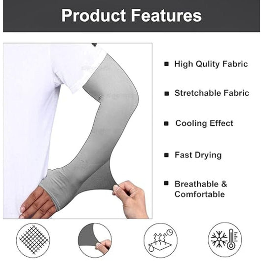 LX INDIA Arm Sleeves SNMMIFER UV Protection Arm Sleeves with Thumb Holes 2 pair Black and Grey