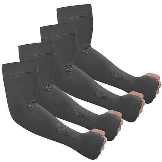 LX INDIA Arm Sleeves SNMMIFER UV Protection Arm Sleeves with Thumb Holes 2 pair Grey