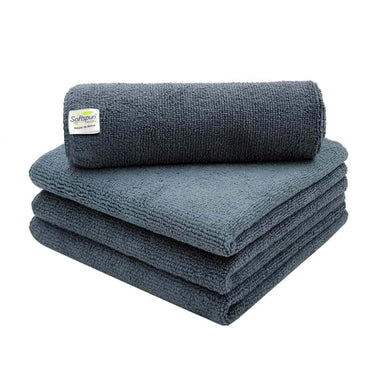 LXINDIA Cleaning Towel SOFTSPUN Microfiber Basic Cleaning Cloths 4 pcs 40x40 cms 280 GSM Grey