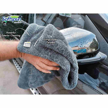 LXINDIA Cleaning Towel SOFTSPUN Microfiber Cloth 1200 GSM 40x60cms Grey