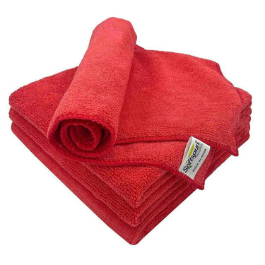 LXINDIA Cleaning Towel SOFTSPUN Microfiber Cloth 4 pcs 40x40 cms Red