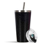 LXINDIA bottle SOLARA Tumbler with lid and Straw 475ml Bottle Black Leopard