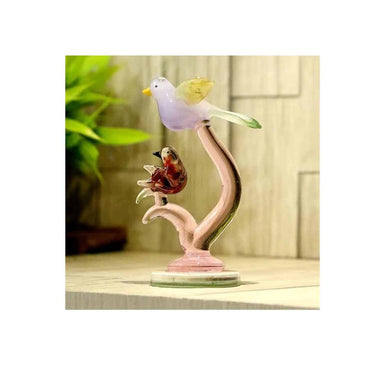 LXINDIA Show Piece Somil 2 Sweet Lovely Waiting Friend Bird Sitting on A Tree Handmade Crystal Showpiece