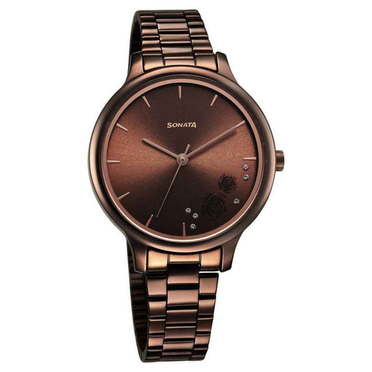 LX INDIA Analog Watch brown Sonata Blush Quartz Analog Brown dial Stainless Steel Strap Watch for Women