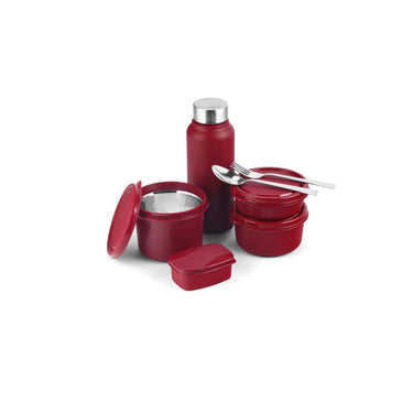 LXINDIA Containers SOPL-OLIVEWARE Teso Pro Lunch Box With Steel Cutlery(Maroon)