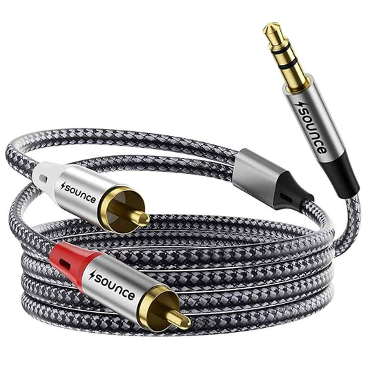 LX INDIA AUX Cables Sounce RCA to 3.5 MM Male Cable Adapter Stereo Audio Cable 3.5 mm AUX to 2 RCA Y Splitter Cable(3 Meter) - Grey