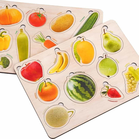 LX INDIA puzzle SPARTAN KIDS Wooden Fruit & Vegetable 3D Puzzle for Kids Ages 3+