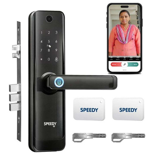 LX INDIA Smart Lock Speedy Atom i Wi Fi Smart Door Lock for Main Door with Built in Camera 35-80mm