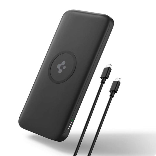 LX INDIA Power Bank Spigen 2in1 10000 mAh Wireless Charging Power Bank with USB-A | USB-C 20W Fast Charging - Black