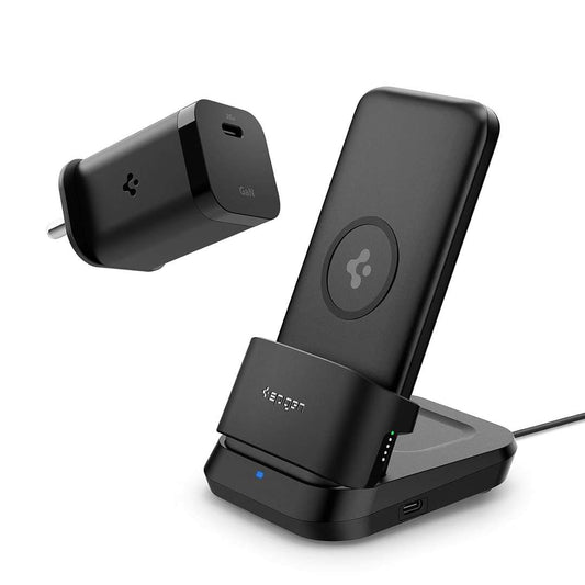 LX INDIA Power Bank Spigen 5in1 10000mAh Wireless Power Bank & 35W GaN PPS Charger 1 Port with USB-C Dual Charging Dock - Black