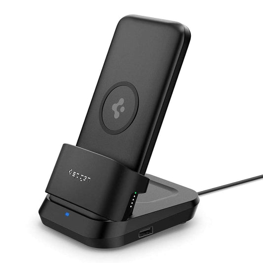 LX INDIA Power Bank Spigen 5in1 10000mAh Wireless Power Bank with USB-A Dual Charging Dock - Black