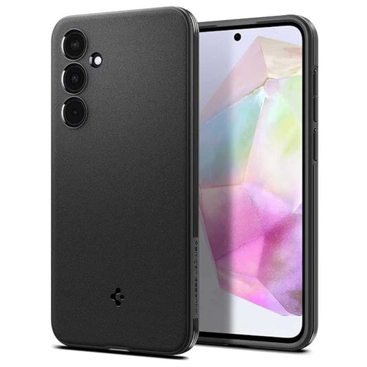 LXINDIA Protection Covers Spigen Essential Sand Blast Back Cover for Samsung Galaxy A35 5G (Matte Black)