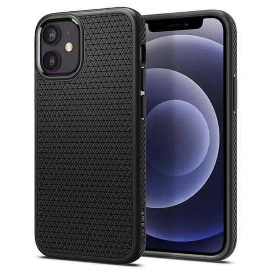 LXINDIA Protection Covers Spigen Liquid Air Back Cover Case Compatible with iPhone 12 Mini (Matte Black)