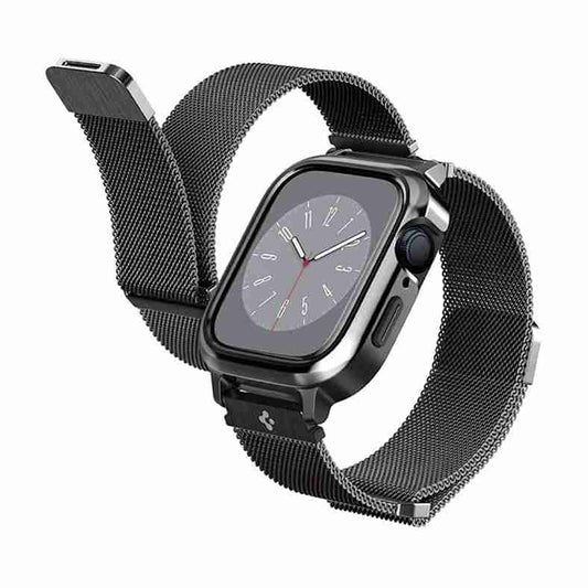 LX INDIA Watch straps Spigen Metal Fit Pro for Apple Watch SE3 40mm Case with Strap Band - Graphite
