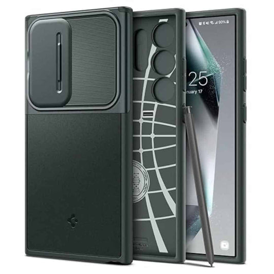 LXINDIA Protection Covers Spigen Optik Armor Back Cover for Galaxy S24 Ultra ( Abyss Green)