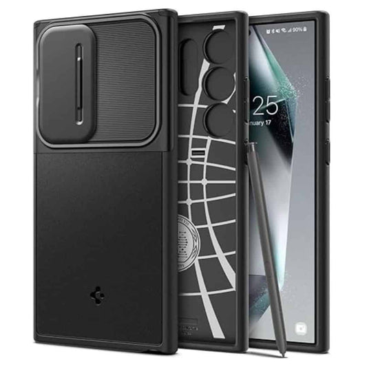 LXINDIA Protection Covers Spigen Optik Armor Back Cover for Galaxy S24 Ultra (Black)