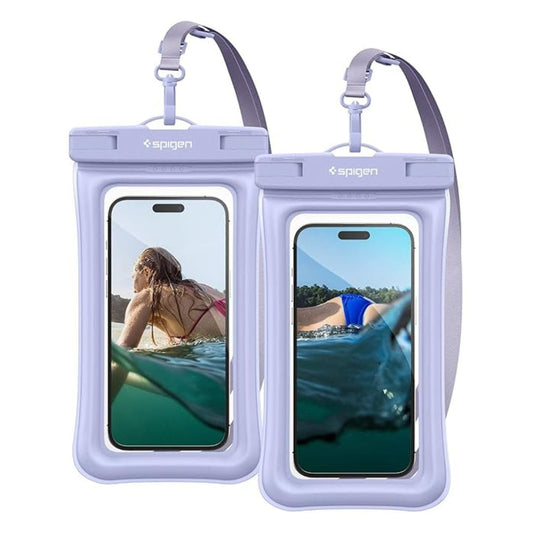 LX INDIA Waterproof Mobile Pouches Aqua Blue Spigen TPU Floating Waterproof Mobile Pouch (A610) (IPX8 Certified, Pack Of 2)