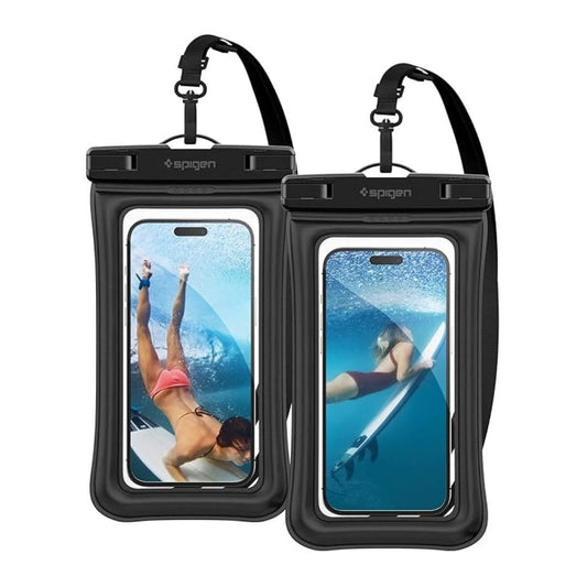 LX INDIA Mobile Pouch Black Spigen TPU Floating Waterproof Mobile Pouch (A610) (IPX8 Certified, Pack Of 2)