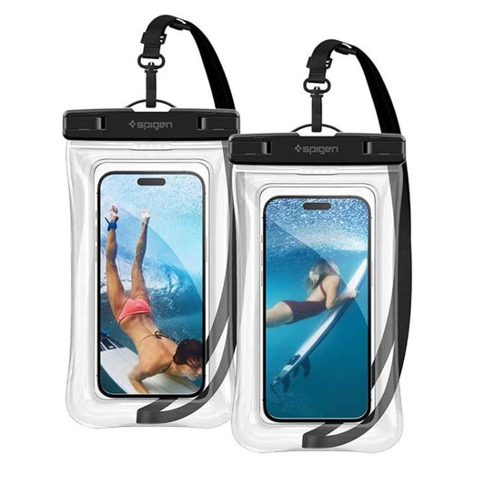 LX INDIA Mobile Pouch Crystal Clear Spigen TPU Floating Waterproof Mobile Pouch (A610) (IPX8 Certified, Pack Of 2)