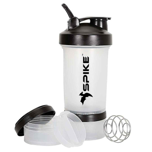 LX INDIA Shakers Clear Spike Protein Shaker Bottle for Whey Protein Mix, Cycling, Gym Water Bottle with Stainless Steel Ball 700ml