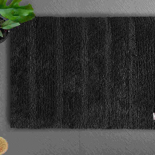 LX INDIA bath mat SPREAD SPAIN Cotton Luxury Reversible Mushy Bathmat (Black)