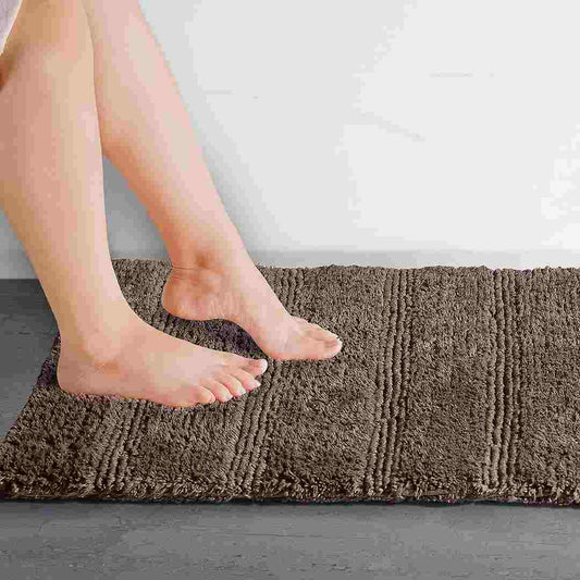 LX INDIA bath mat SPREAD SPAIN Cotton Luxury Reversible Mushy Bathmat (Dark Brown)