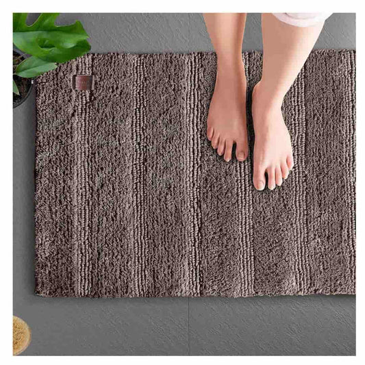 LXINDIA mats SPREAD SPAIN Cotton Reversible Mushy Bathmat (40x60 cm) Dark Brown