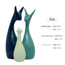 LXINDIA Show Piece SRJANA Deer Family Statue (Set of 3 Navy Blue Lemon and Light Green)