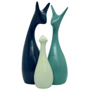 LXINDIA Show Piece SRJANA Deer Family Statue (Set of 3 Navy Blue Lemon and Light Green)