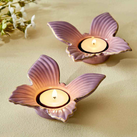 LX INDIA Candle Holders SS24-SET of 2 TEALIGHT Holder PRPL