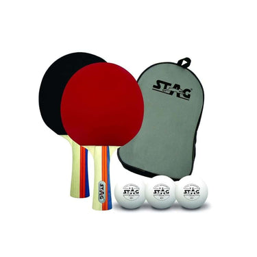 LXINDIA Table Tennis Racquets STAG Tournament Table Tennis Playset  2 Racquets and 3 Balls (White)