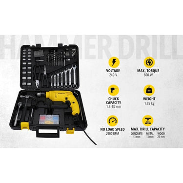 LXINDIA Drill Kit STANLEY SDH600KM IN 600W 13mm Drill Machine with Mechanical Toolkit