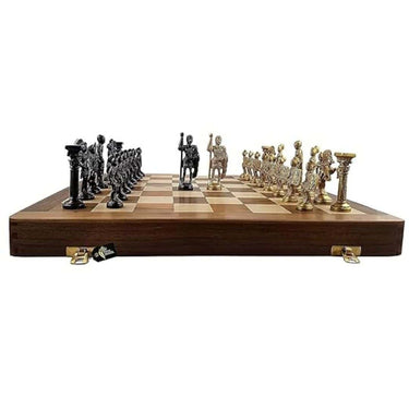 LXINDIA Chess Board STATUESOLUTION Kid Antique Folding Wooden Chess Board (Black Yellow ) Size16 Inch