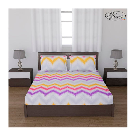 LX INDIA Bedsheet Status Contract Cotton Rich Double Bedsheet with 2 Pillow Covers (Pink Red)
