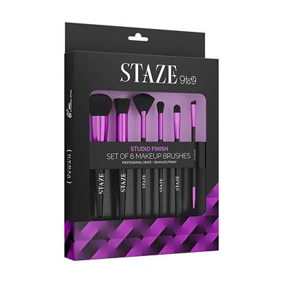 LX INDIA Makeup Brush Staze 9to9 Studio Finish Professional Grade + Seamless Finish Set of 6 Makeup Brushes