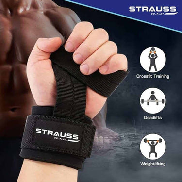 LXINDIA Exercise and fitness accessories Strauss ST Weight Lifting Straps  Wrist Supporter for Gym  (Black)