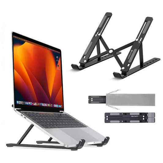 LX INDIA Dock Station STRIFF Angles Adjustable Aluminum Ergonomic Foldable Portable Tabletop Laptop stand (Black)