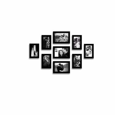 LXINDIA photo frame Stuthi Arts Wood MDF Photo Frame With Glass (Black 9 Photos)