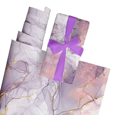 LXINDIA gift wrapper Suffix Retail 10 Pcs Gift Wrapping Paper Sheets With Gift Ribbons and Gift Nametag Stickers (Purple)