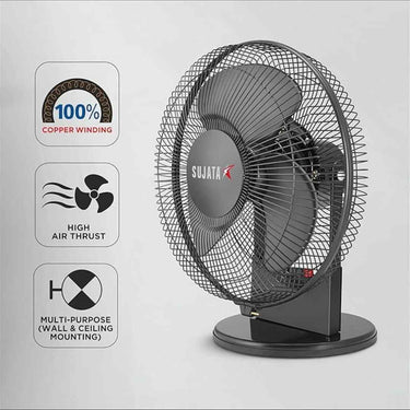 LXINDIA Table Fan Sujata Cabin Fan 2 Years Warranty Small Wall Fan with 2300 RPM Black