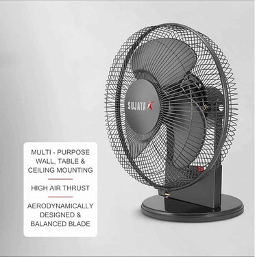 LXINDIA Table Fan Sujata Cabin Fan 2 Years Warranty Small Wall Fan with 2300 RPM Black